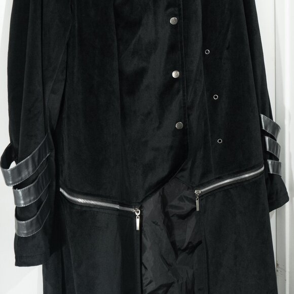 Delie Tail Coat Black Velvet Goth Steampunk Cosplay Tailcoat Trench Coat - Picture 10 of 10